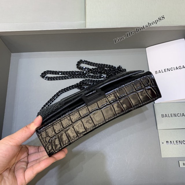 Balenciaga專櫃爆款鱷魚紋迷你女士肩背包 巴黎世家沙漏鏈條斜挎包 fyj1871